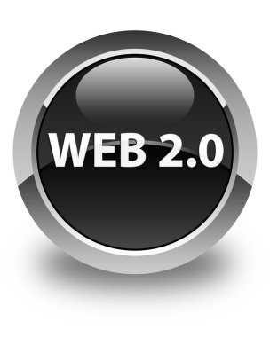 Web 2.0 parlak siyah yuvarlak düğme