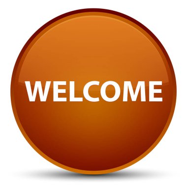 Hoş geldiniz özel kahverengi yuvarlak düğmesi