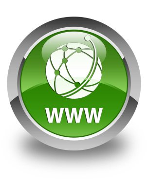 Www (küresel ağ simgesini) parlak yumuşak yeşil yuvarlak düğmesi