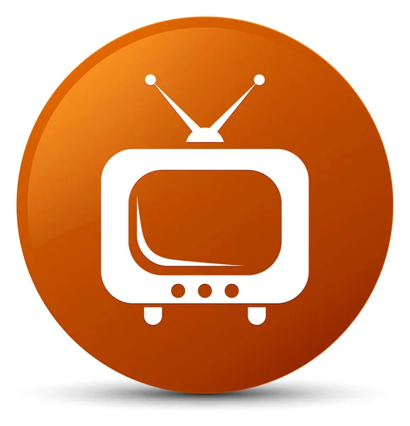 Ikona TV brązowy okrągły przycisk — Zdjęcie stockowe