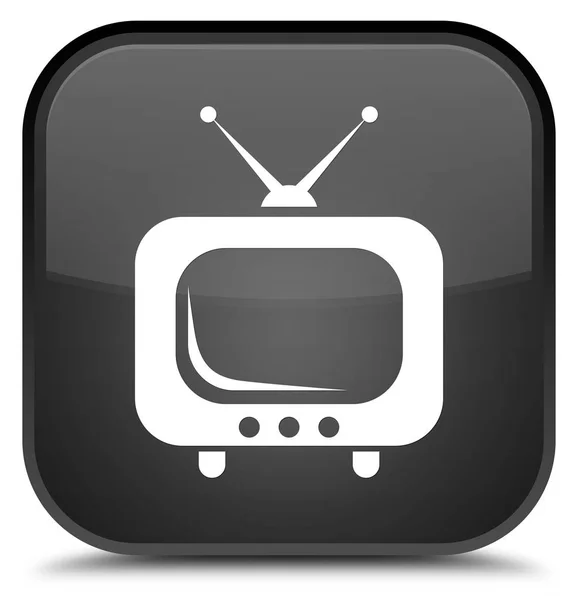 Tv 아이콘 특별 한 검은 사각형 버튼 — 스톡 사진