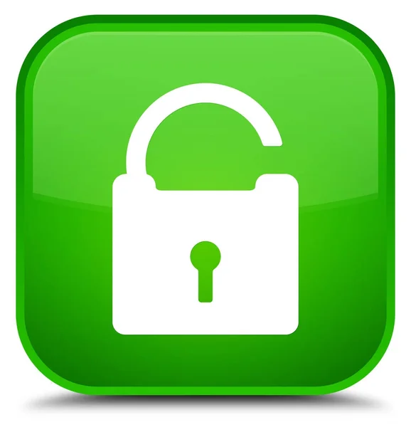 Ontgrendelen pictogram speciale groene vierkante knop — Stockfoto