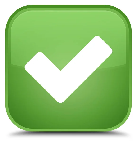 아이콘 특별 한 부드러운 녹색 사각형 버튼 확인 — 스톡 사진