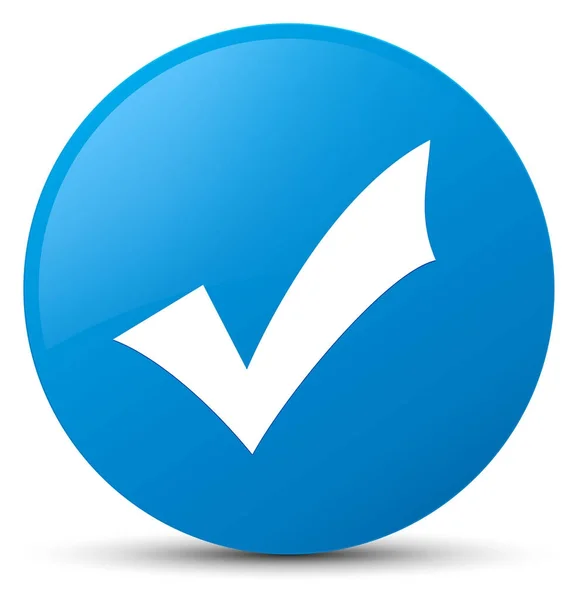 Validatie pictogram cyaan blauw ronde knop — Stockfoto
