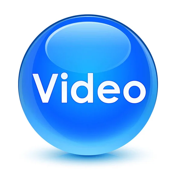 Vídeo vidrioso cyan azul botón redondo —  Fotos de Stock