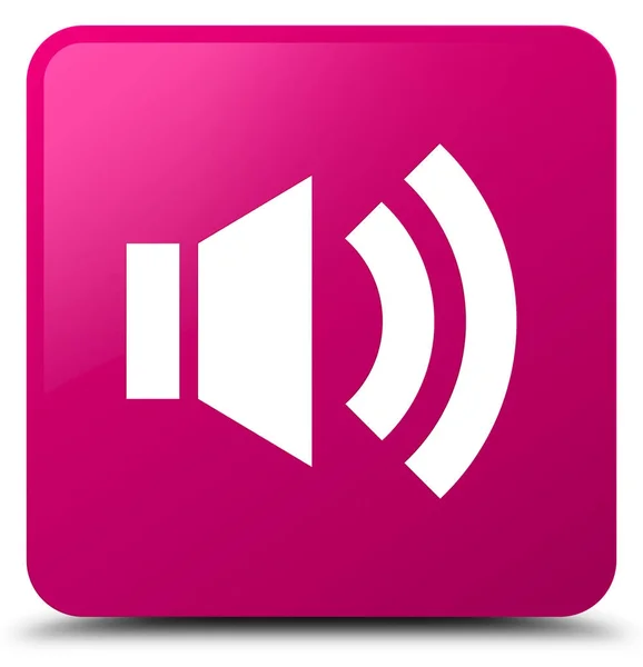 Icono de volumen rosa botón cuadrado — Foto de Stock