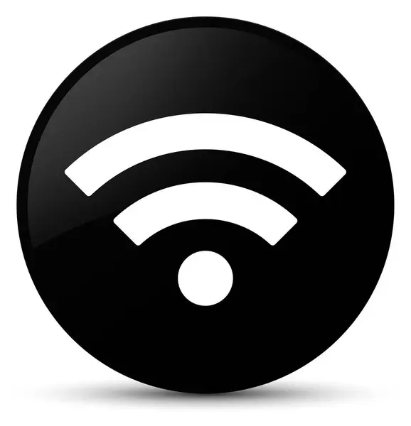 Піктограма Wi-Fi чорна кругла кнопка — стокове фото