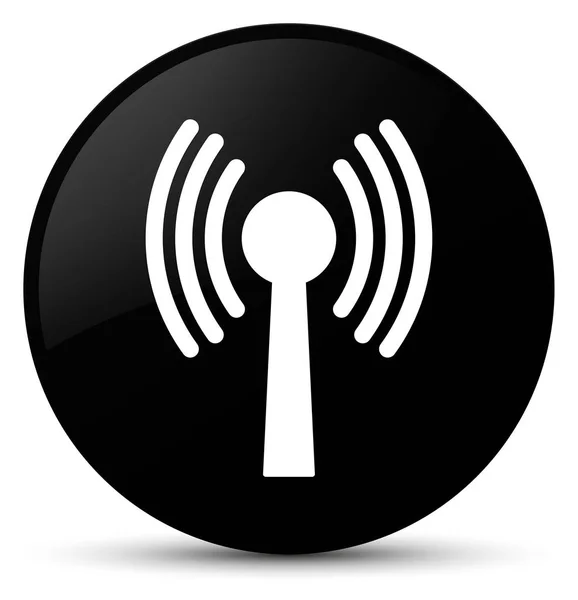 Wlan icono de red negro botón redondo — Foto de Stock