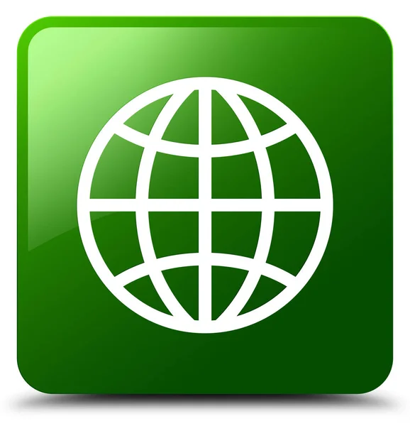 世界アイコン緑四角ボタン — ストック写真