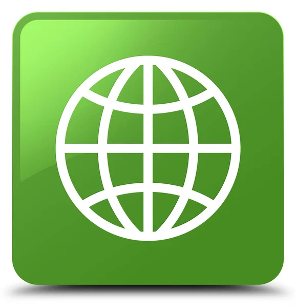 World icon soft green square button — Stock Photo, Image