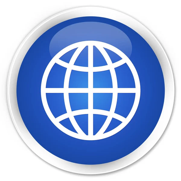 World icon premium blue round button — Stock Photo, Image