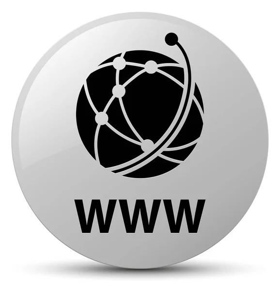 Www (globális hálózat ikon) fehér kerek gomb — Stock Fotó