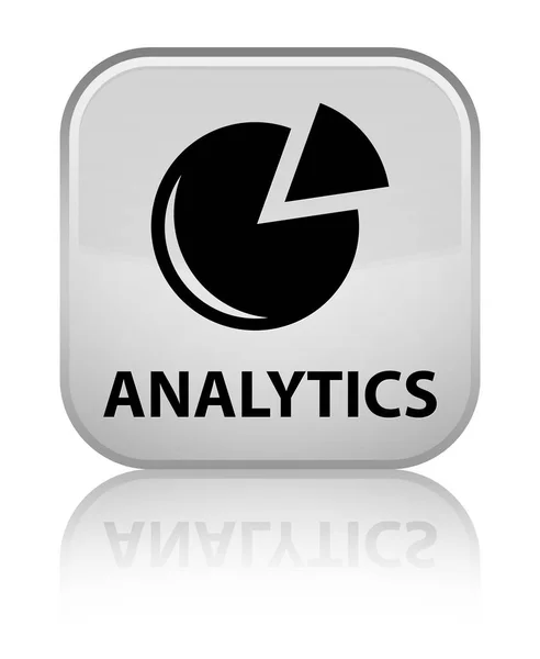 Analytics (ikonę wykresu) przycisk specjalny biały kwadrat — Zdjęcie stockowe