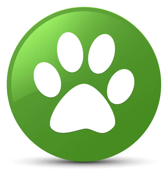 Icono de huella animal botón redondo verde suave — Foto de Stock