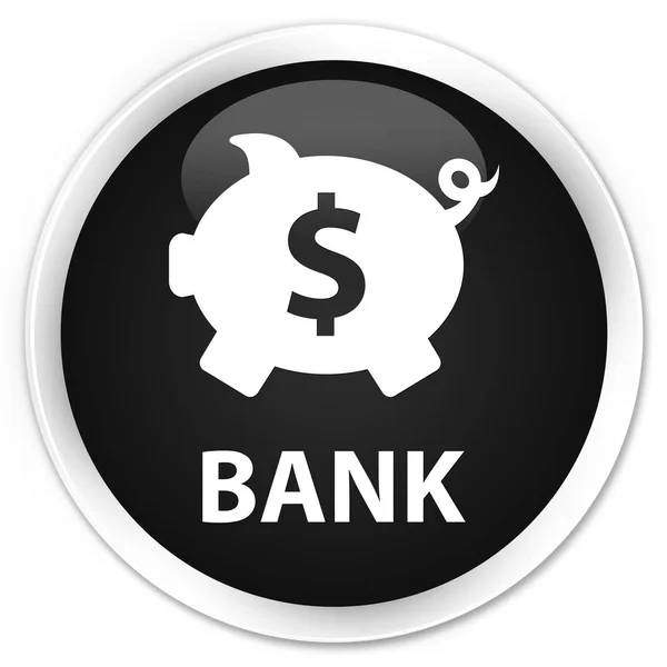 Banco (signo de dólar caja de cerdito) botón redondo negro premium —  Fotos de Stock