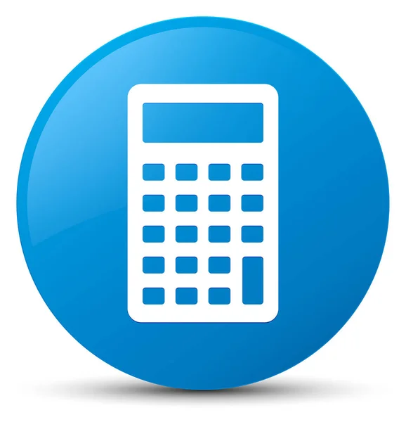 Icono de la calculadora botón redondo azul cian —  Fotos de Stock