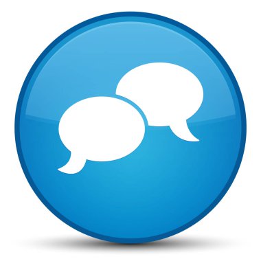 Sohbet balonu simgesini özel camgöbeği mavi yuvarlak düğmesi