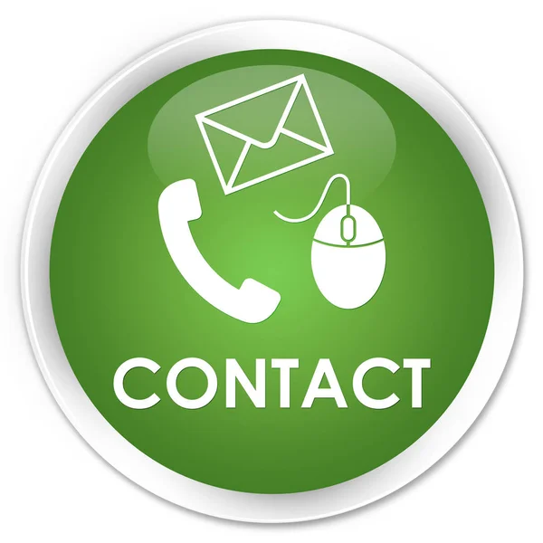İletişim (telefon e-posta ve fare simgesi) yumuşak yeşil sigorta primi yuvarlak BÜ — Stok fotoğraf
