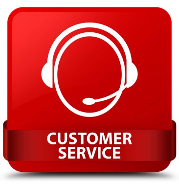 Müşteri hizmeti (müşteri bakım simgesi) kırmızı kare düğmesini kırmızı ribb