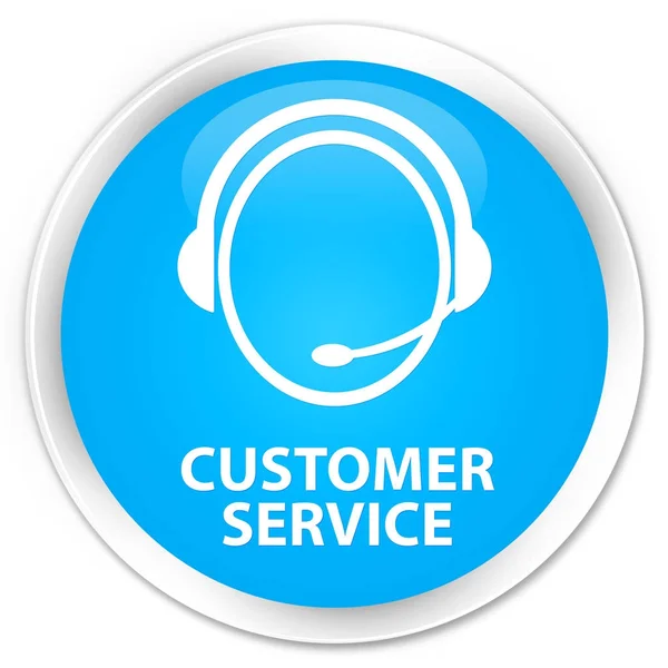 Customer service (customer care icon) premium cyan blue round bu — Stock Photo, Image