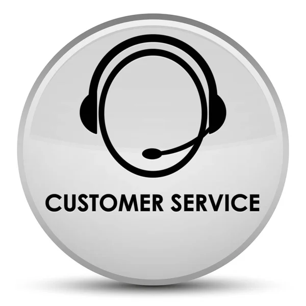Πελάτης υπηρεσία (εικονίδιο φροντίδα πελατών) ειδική λευκό στρογγυλό κουμπί — Φωτογραφία Αρχείου