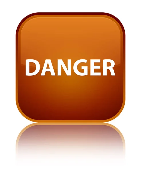 Niebezpieczeństwo specjalne brązowy kwadratowy przycisk — Zdjęcie stockowe