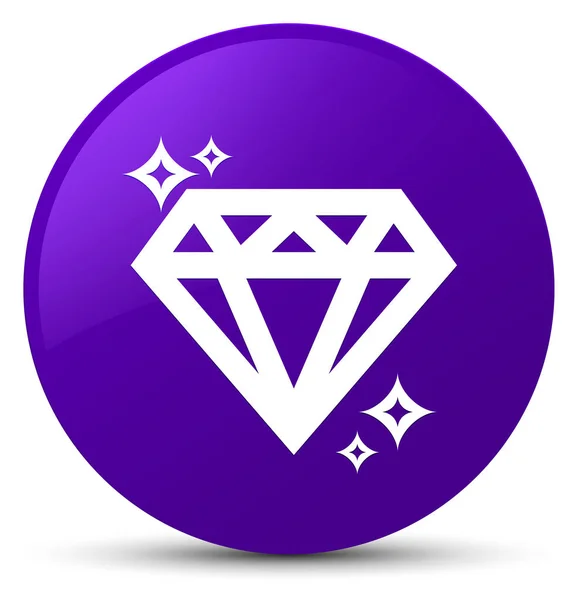 Diamond icon purple round button — Stock Photo, Image