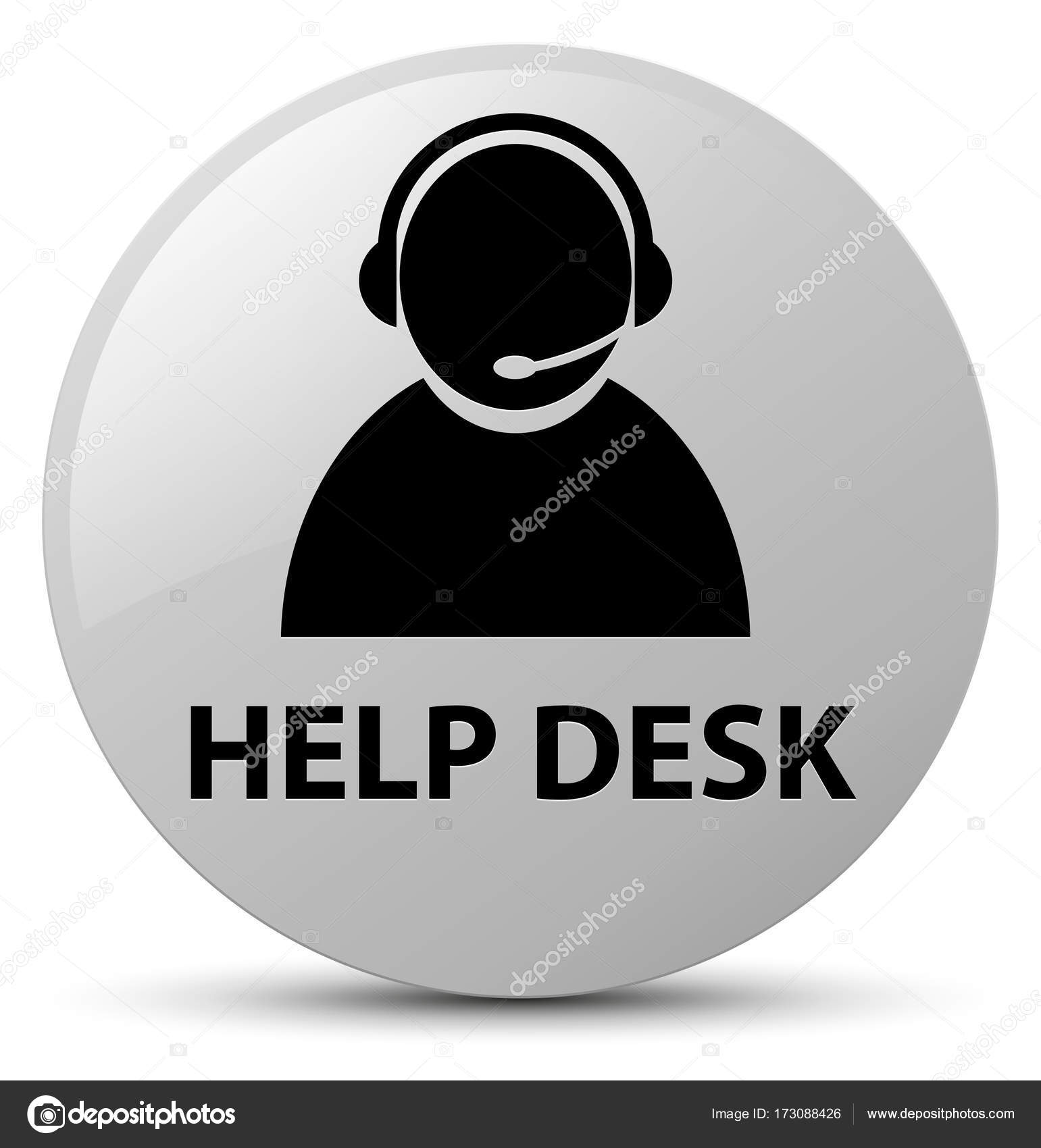 Help Desk Customer Care Icon White Round Button Stock Photo
