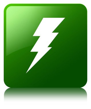 Elektrik simgesi yeşil kare düğme