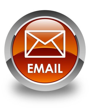 E-posta parlak kahverengi yuvarlak düğme