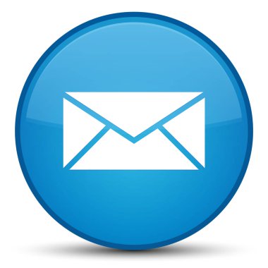 E-posta kutsal kişilerin resmi özel camgöbeği mavi yuvarlak düğme