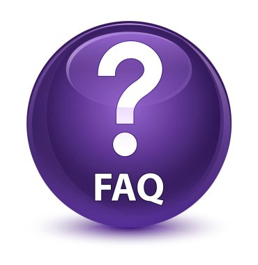 Sıkça Sorulan Sorular (soru simgesi) cam gibi mor yuvarlak düğmesi