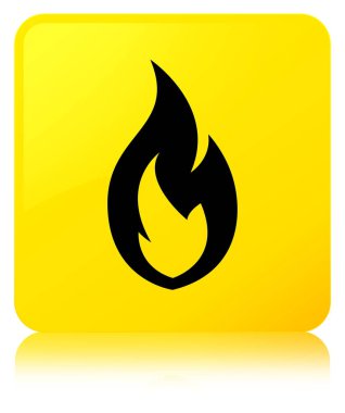 Yangın alev simgesi sarı kare düğme