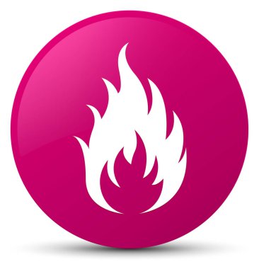 Yangın simgesi pembe yuvarlak düğmesi