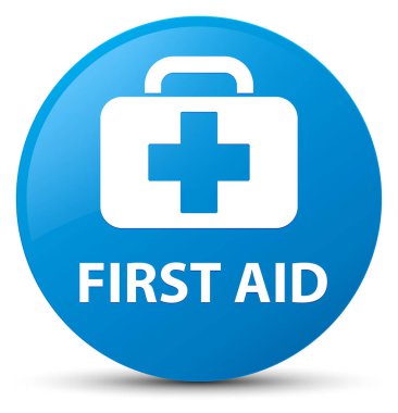 İlk yardım camgöbeği mavi yuvarlak düğmesi