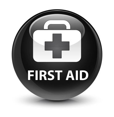 İlk yardım camsı siyah yuvarlak düğmesi