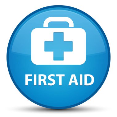 İlk yardım özel camgöbeği mavi yuvarlak düğmesi