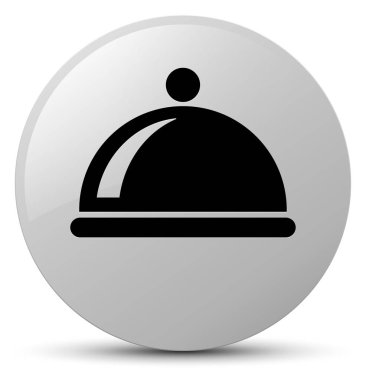 Simgesi Beyaz yemek yiyecek yuvarlak düğmesi