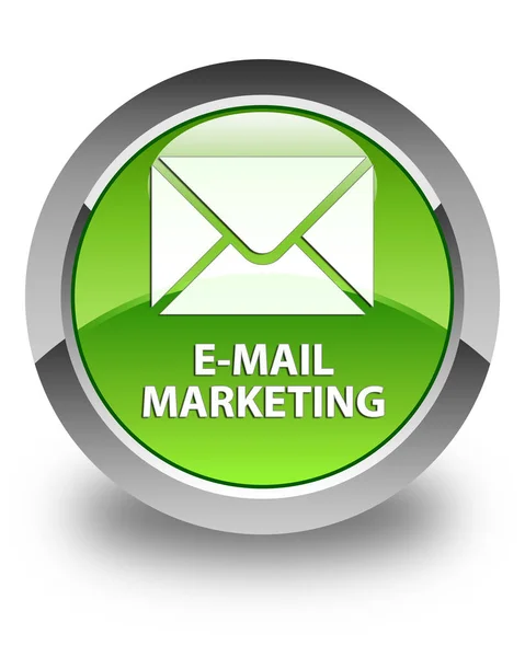E-Mail Marketing glänzend grüne runde Taste — Stockfoto