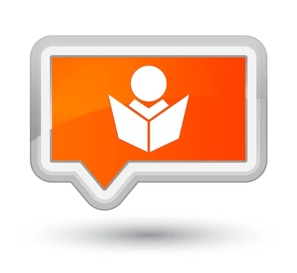 E-Öğrenim kutsal kişilerin resmi ana turuncu afiş düğme — Stok fotoğraf