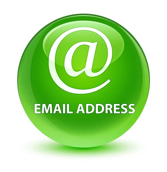 E-mail cím üveges zöld kerek gomb — Stock Fotó