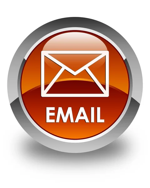 E-posta parlak kahverengi yuvarlak düğme — Stok fotoğraf