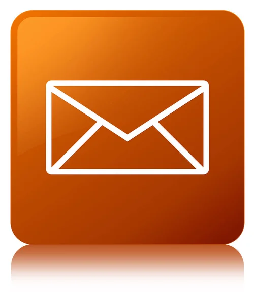 Ícone de e-mail botão quadrado marrom — Fotografia de Stock