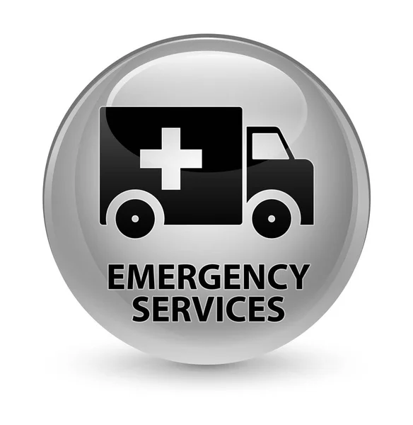 Bouton rond blanc vitreux des services d'urgence — Photo