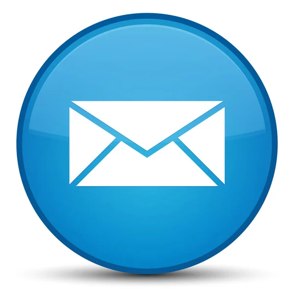 Email icona speciale blu ciano pulsante rotondo — Foto Stock