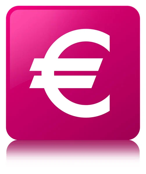 Euro işareti simgesi pembe kare düğme — Stok fotoğraf
