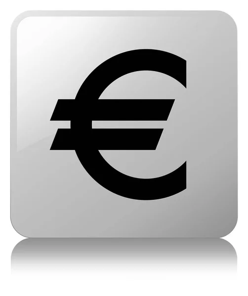 Euro icône signe blanc bouton carré — Photo