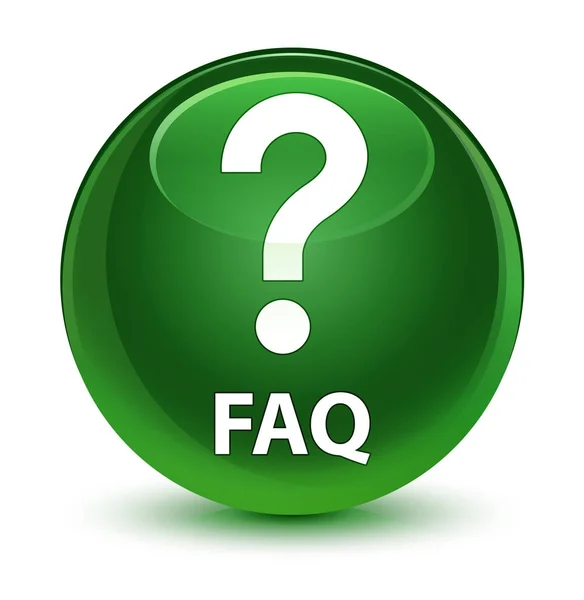 FAQ (fråga ikon) glasartade mjuka gröna runda knappen — Stockfoto