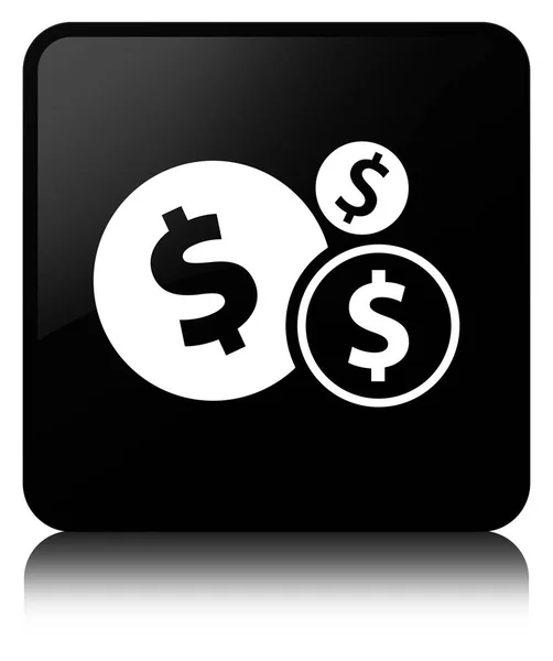 Finanzas dólar signo icono negro botón cuadrado —  Fotos de Stock