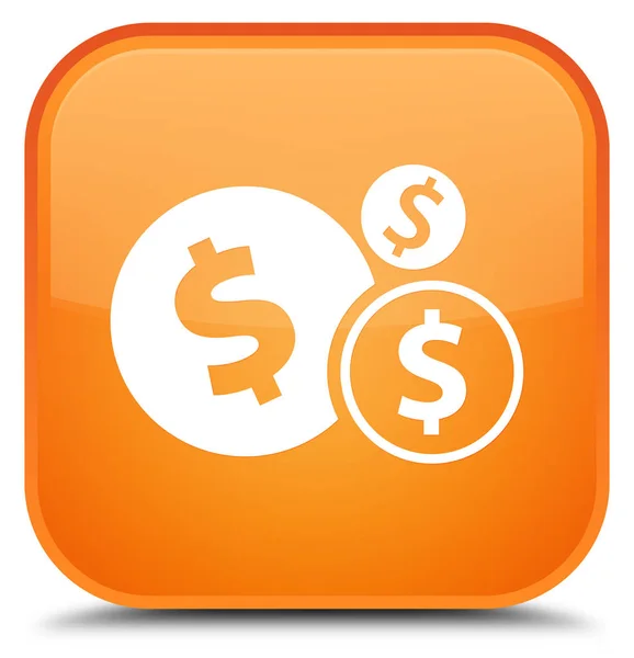 재정 달러 기호 아이콘 특별 한 주황색 사각형 버튼 — 스톡 사진